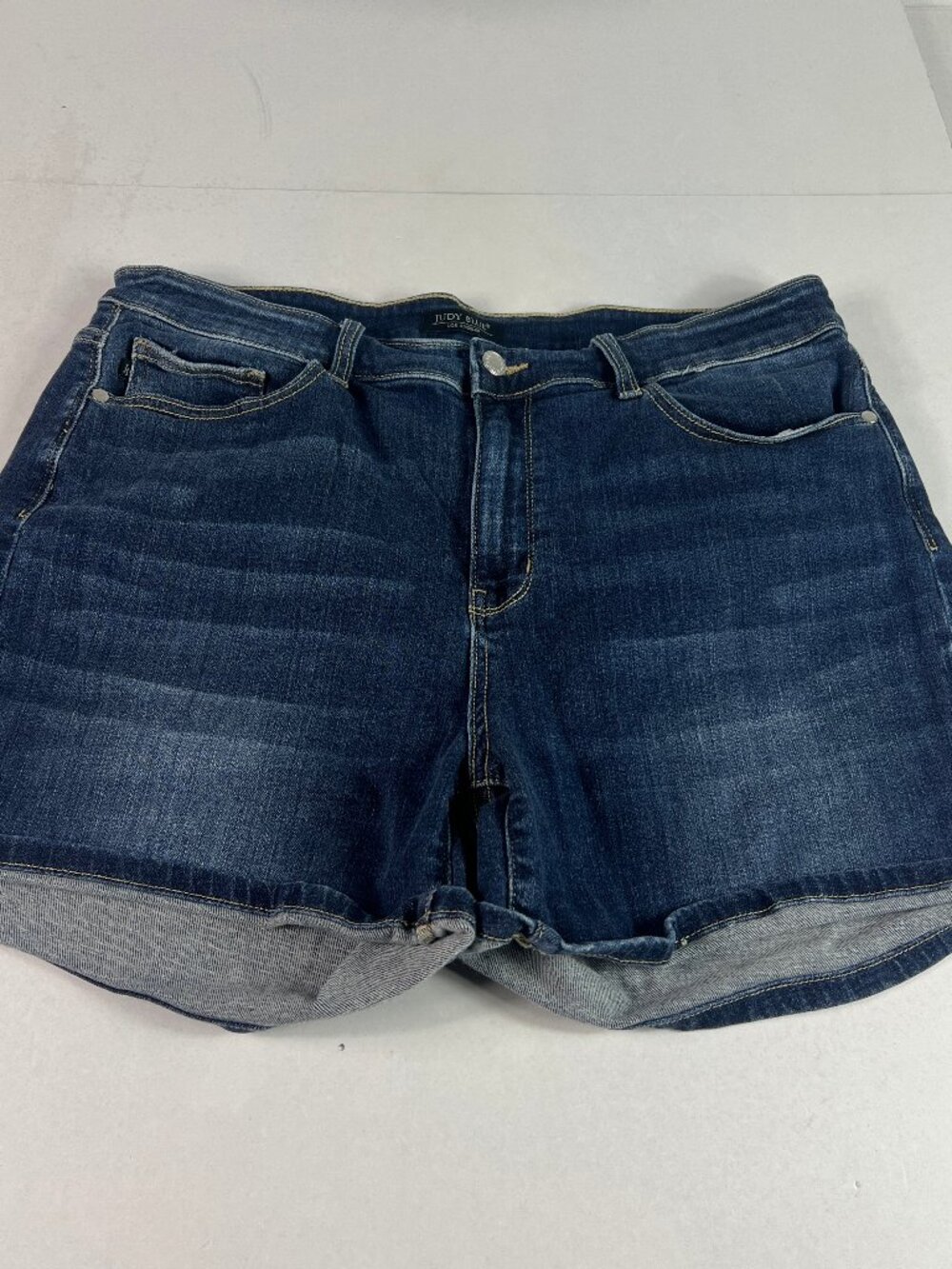 Judy Blue Jean Short Women Plus 35* High Rise Blue Stretch Denim Jorts Tag 2XL